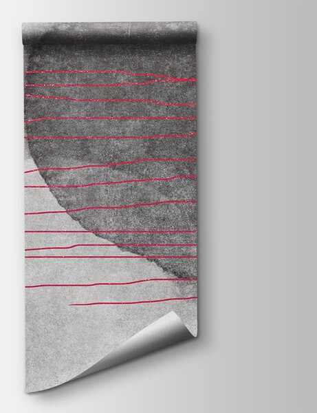 Fotótapéta Fekete-fehér festmény piros vonalakkal, Designer fali fotótapéta, Népszerű fotótapéta, u78579v2 - Tapeko.hu