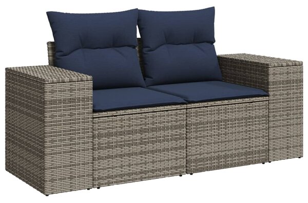 10 db szürke polyrattan kerti kanapégarnitúra párnákkal