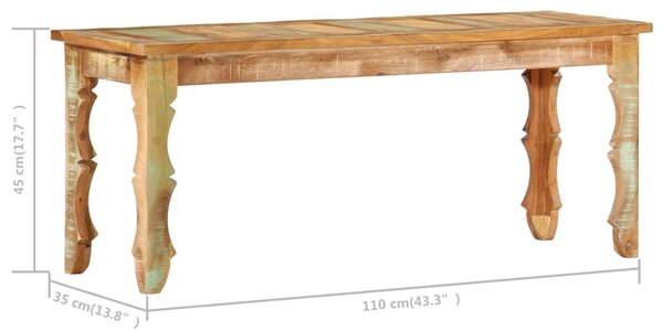 Tömör újrahasznosított fapad 110 x 35 x 45 cm