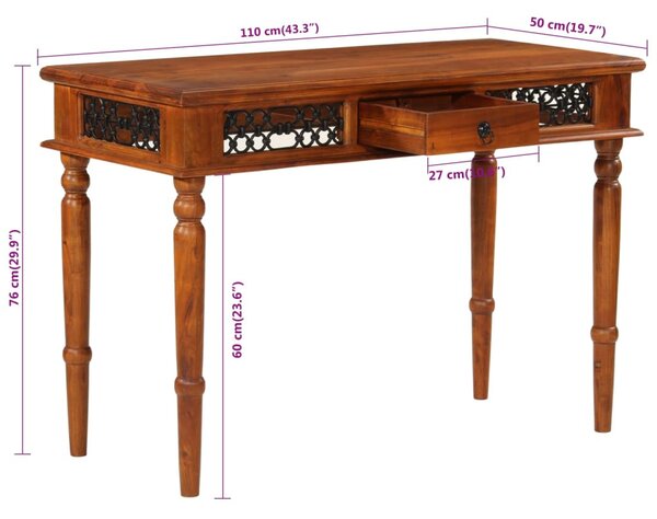 Tömör akácfa íróasztal fiókkal 110 x 50 x 76 cm