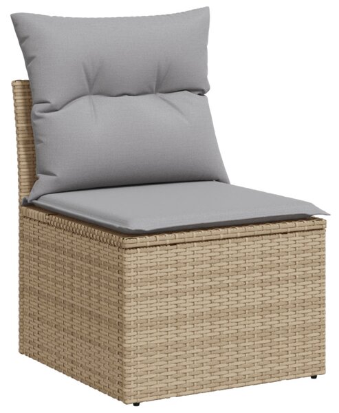 Kerti Kanapé Szett 7 pcs Beige és Világosszürke polirattan