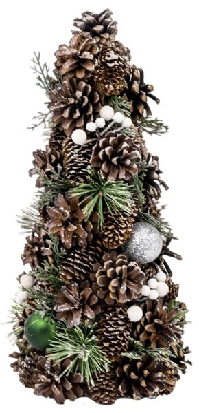 MagicHome műfenyő, natúr, zöld gömbökkel, 47 cm