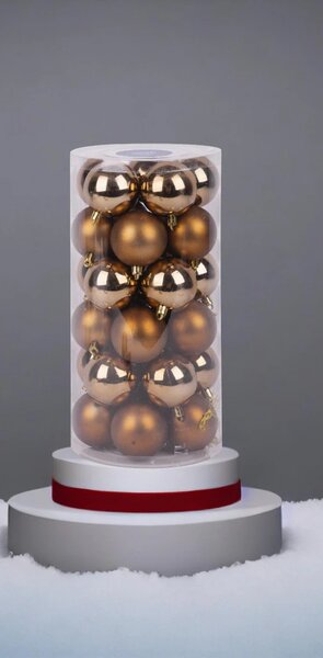 MagicHome karácsonyi gömbök, 30 db, réz, mix, karácsonyfára, 6 cm