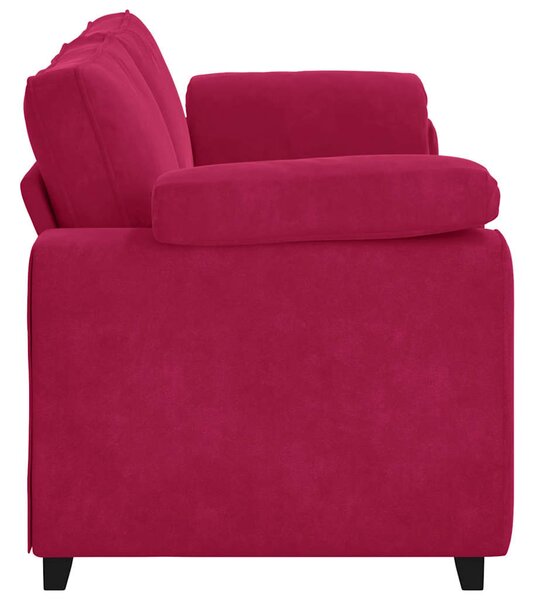 3 személyes bordó bársony kanapé 220 x 77 x 82 cm