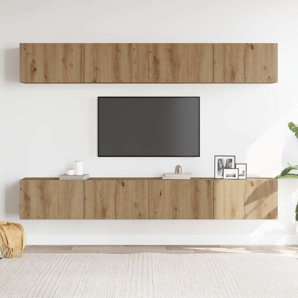 4 db falra szerelhető TV-szekrény szett kézműves tölgyfa 100 x 30 x 30 cm