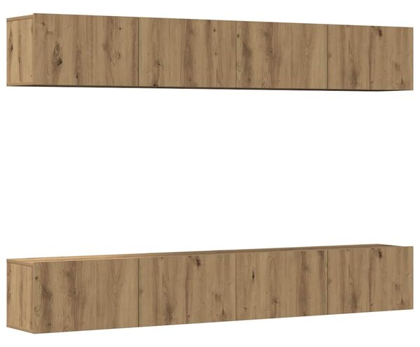 4 db falra szerelhető TV-szekrény szett kézműves tölgyfa 100 x 30 x 30 cm