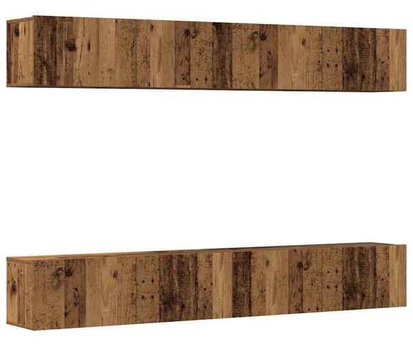 4 db falra szerelhető TV-szekrény szett régi fa 100 x 30 x 30 cm