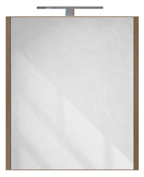 Piramida AKVA Tükrös fürdőszobai szekrény - LED világítással - FEHÉR-TÖLGY - 60 x 69 x 15 cm