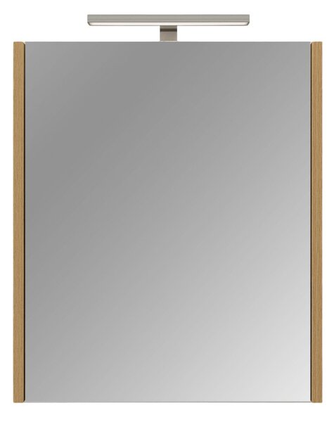 Piramida AKVA Tükrös fürdőszobai szekrény - LED világítással - FEHÉR-TÖLGY - 60 x 69 x 15 cm