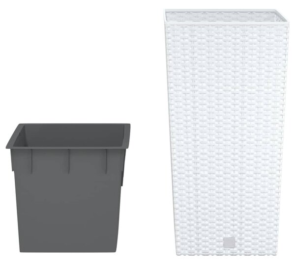 Kivehető belsővel rendelkező fehér virágtartó 11/26,5 l PP rattan
