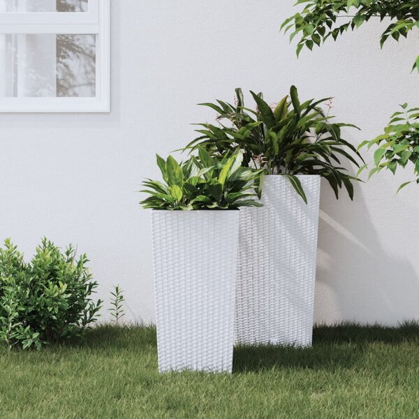 Kivehető belsővel rendelkező fehér virágtartó 11/26,5 l PP rattan