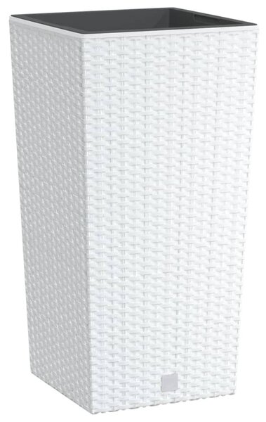 Kivehető belsővel rendelkező fehér virágtartó 11/26,5 l PP rattan