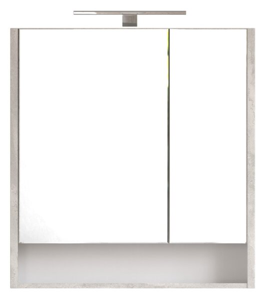 Piramida AKVA Tükrös fürdőszobai szekrény - 2 ajtós kivitel - LED - FEHÉR-SZÜRKE - 65 x 69 cm