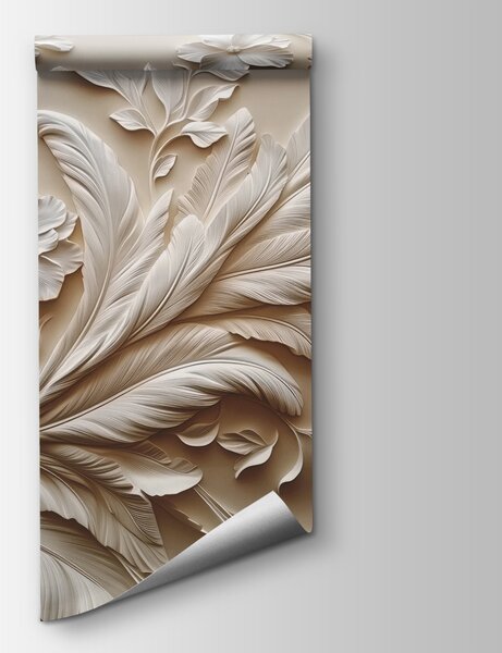 Fotótapéta Fehér virágos minta a falon, 3D virág fotótapéta, Népszerű fotótapéta, w01356 - Tapeko.hu