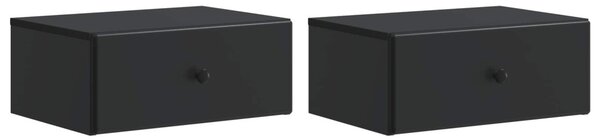 Fali éjjeli szekrény 2 pcs Fekete 49 x 34,5 x 20 cm Szerelt Fa