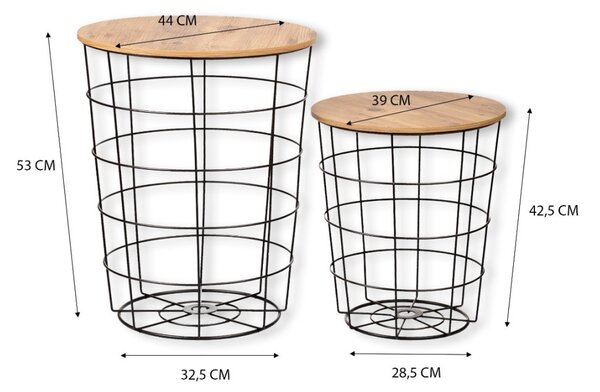 Riva dohányzóasztal, atlanti fenyő-fekete, 44 cm