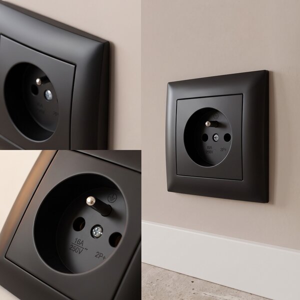 Egyszeres földelt aljzat OSTE JNH001-G Black