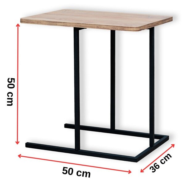 Puro fém dohányzóasztal, atlanti fenyő-fekete, 50 cm