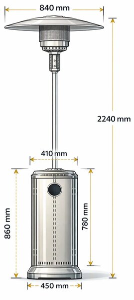 ETNA 13 kW kerti gázos hősugárzó – fehér