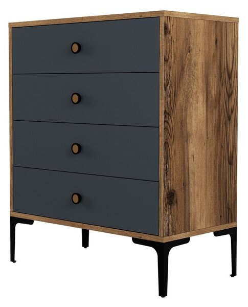 Lizbon komód, dió-antracit, 76 cm