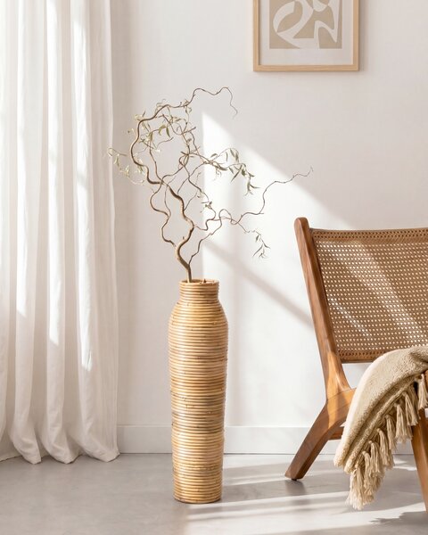 Dekor váza PREMANA Rattan 55 cm Természetes