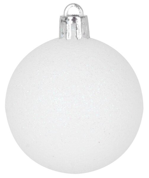 MagicHome karácsonyi gömbök, 31 db, fehér-ezüst, mix, karácsonyfára, 3-6 cm