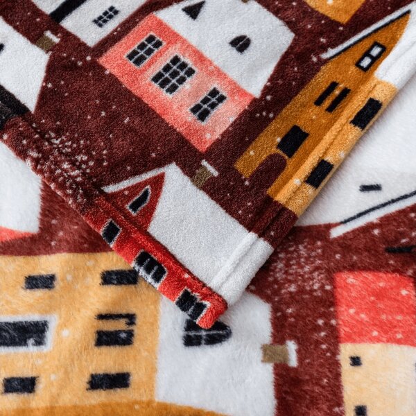 Mikroplüss takaró SNOWY VILLAGE, színes kivitel Méret: 150 x 200 cm