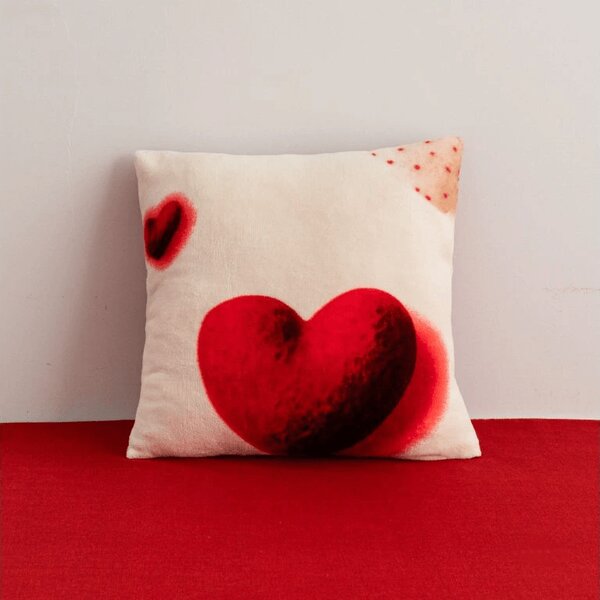 Kétoldalas párnahuzat DUO SENSE HEARTELLE 45x45 cm mikroplüss/flanel, krém színű