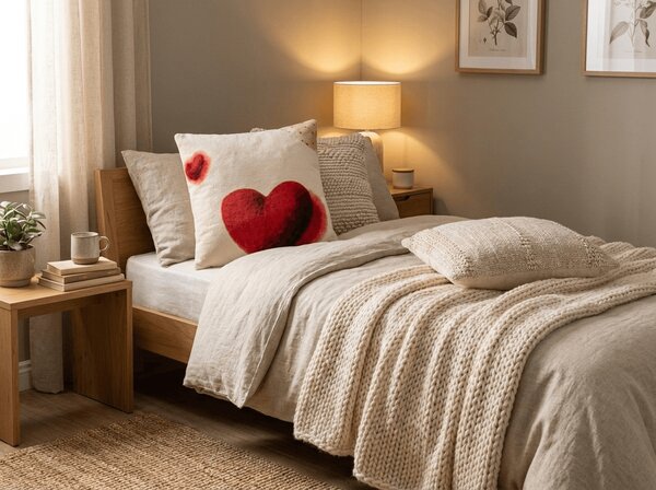 Kétoldalas párnahuzat DUO SENSE HEARTELLE 45x45 cm mikroplüss/flanel, krém színű