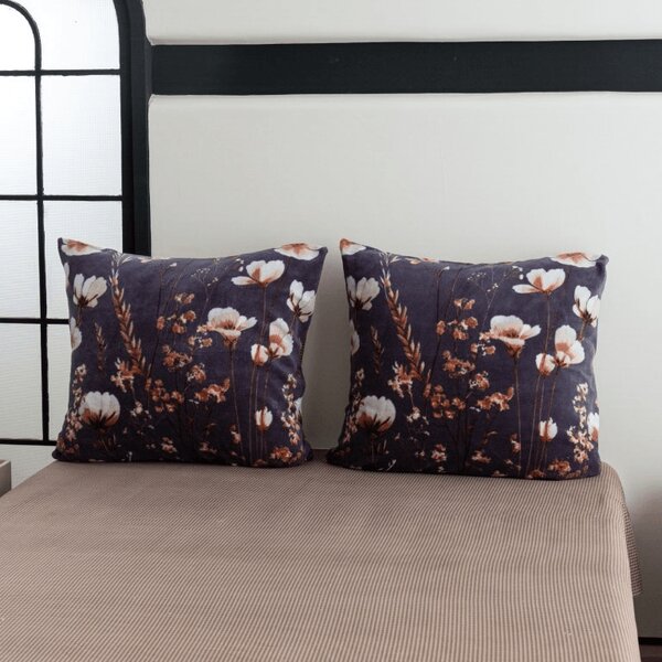 Kétoldalas Párnahuzat DUO SENSE ARVENA 45x45 cm mikroplüss/flanel, sötétszürke