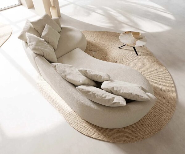 DELIFE Kanapé Edina 330x170 cm bouclé krémfehér