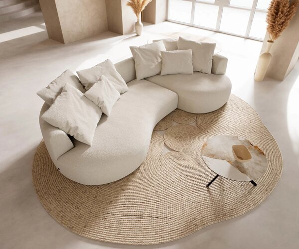 DELIFE Kanapé Edina 330x170 cm bouclé krémfehér