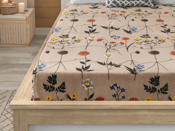 Mikroplüss lepedő HERBAR 90x200 cm bézs