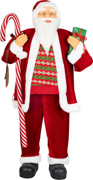 MagicHome karácsonyi dekoráció, Mikulás ajándékokkal, piros, 120 cm