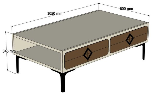 Samba dohányzóasztal, fehér, 105 cm
