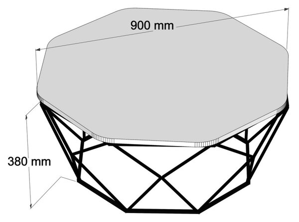 Diamond dohányzóasztal, fekete márvány, 90 cm