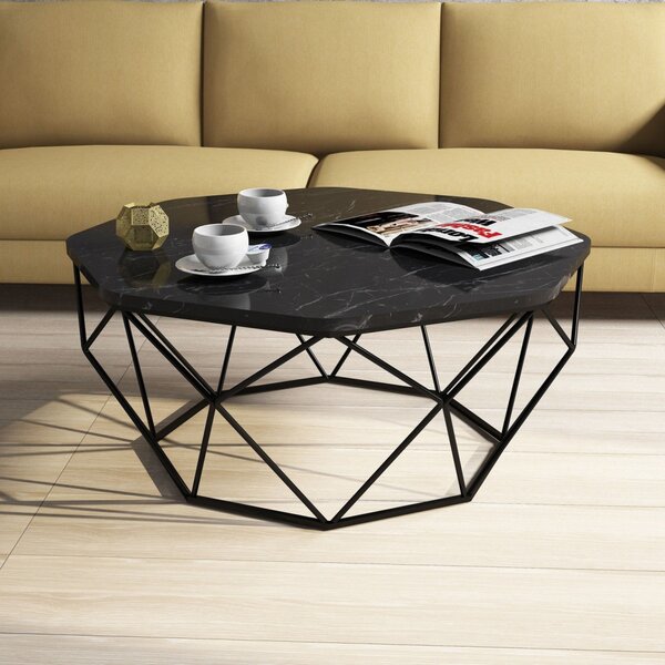 Diamond dohányzóasztal, fekete márvány, 90 cm