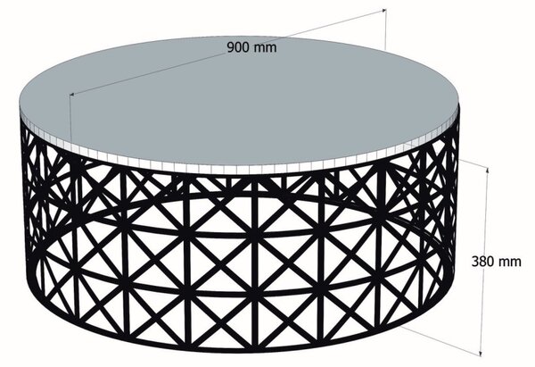 Selin dohányzóasztal, fekete márvány, 90 cm