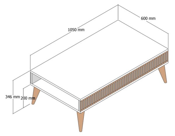 Milan dohányzóasztal, dió-antracit, 105 cm