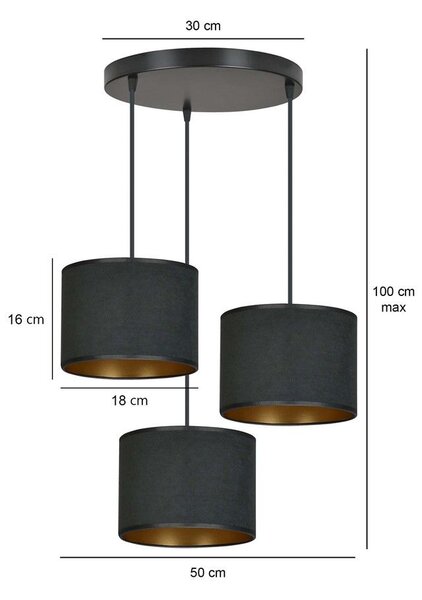 Emibig modern függeszték hilde fekete emi1054/3prem