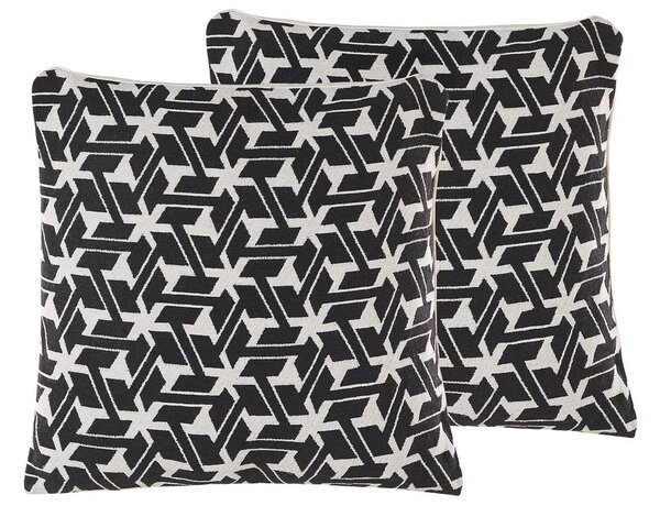 2 db díszpárna ANDIRIN Pamut 45 x 45 cm Fekete Geometrikus mintás
