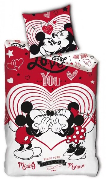 Disney Minnie Mickey kiss ágyneműhuzat 140x200cm 63x63cm microfibre