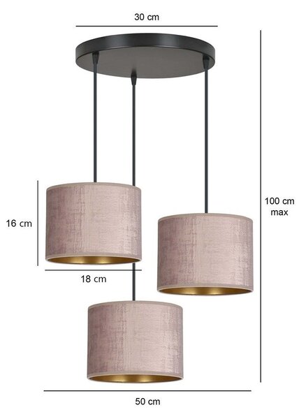 Emibig modern függeszték hilde fekete rózsaszín emi1053/3prem