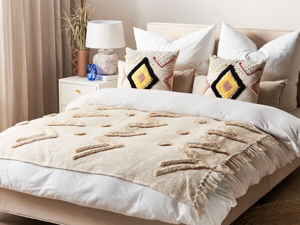 Takaró FATEHPUR Pamut 130 x 180 cm Bézs