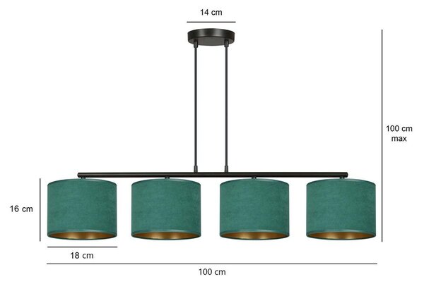 Emibig modern függeszték hilde fekete zöld emi1051/4