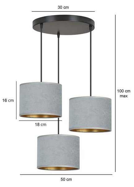 Emibig modern függeszték hilde fekete szürke emi1050/3prem