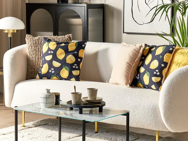 2 db díszpárna CITRUS 45 x 45 cm Fekete Növénymintás