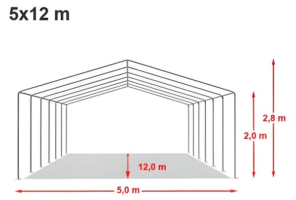 Party sátor 5x12 m STANDARD - tűzálló szín zöld-fehér