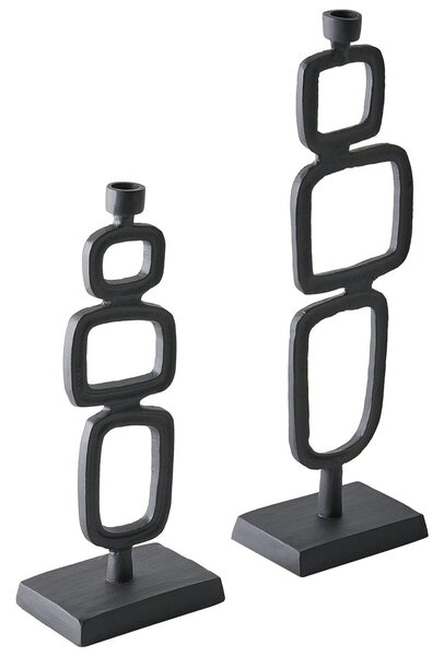 Gyertyatartó kétdarabos szettben SIPANJE Fém 35/48 cm Fekete