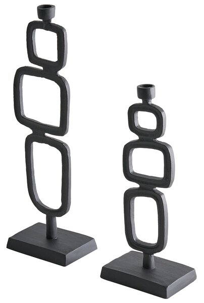 Gyertyatartó kétdarabos szettben SIPANJE Fém 35/48 cm Fekete